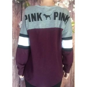 Vs pink varsity lace up sweatshirt small